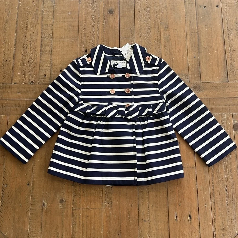 Janie and jack high tea navy striped jacket nwt